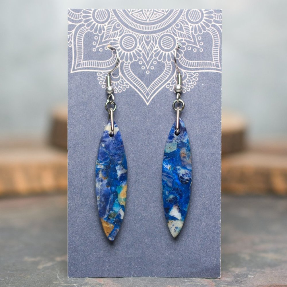 Lapis Lazuli Oval Dangle Earrings – B